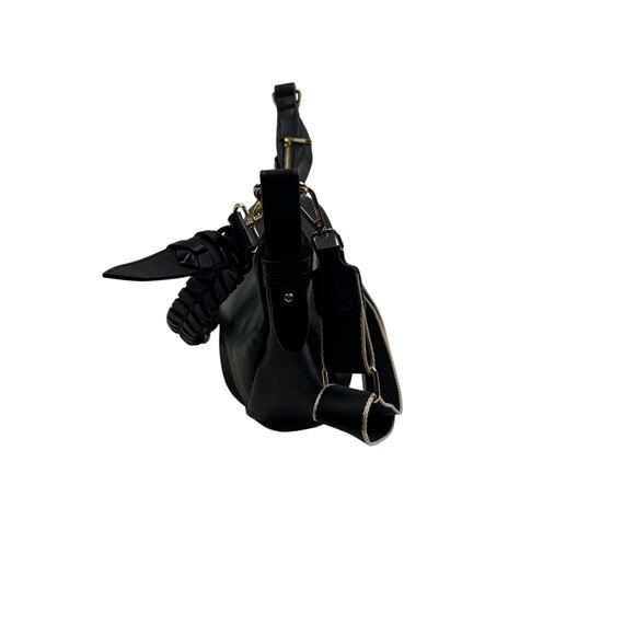 Jules Kae Black Vegan Leather Zola Crescent Hobo Shoulder/Cross Body Bag - Picture 5 of 8